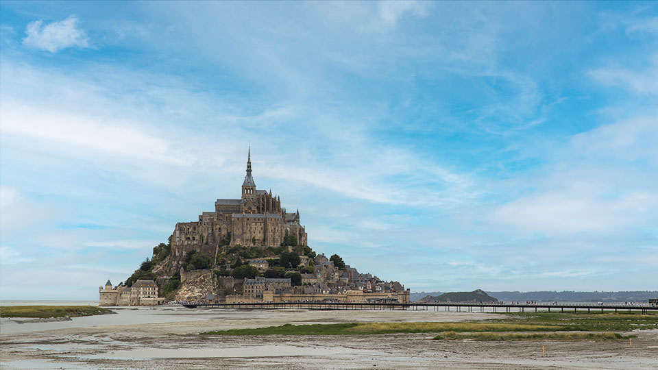 Mont-Saint-Michel, pont et marée